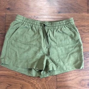 JCrew Drawstring Linen Shorts, green